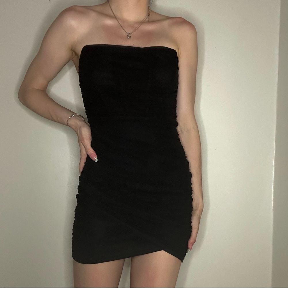 strapless corset mini dress
